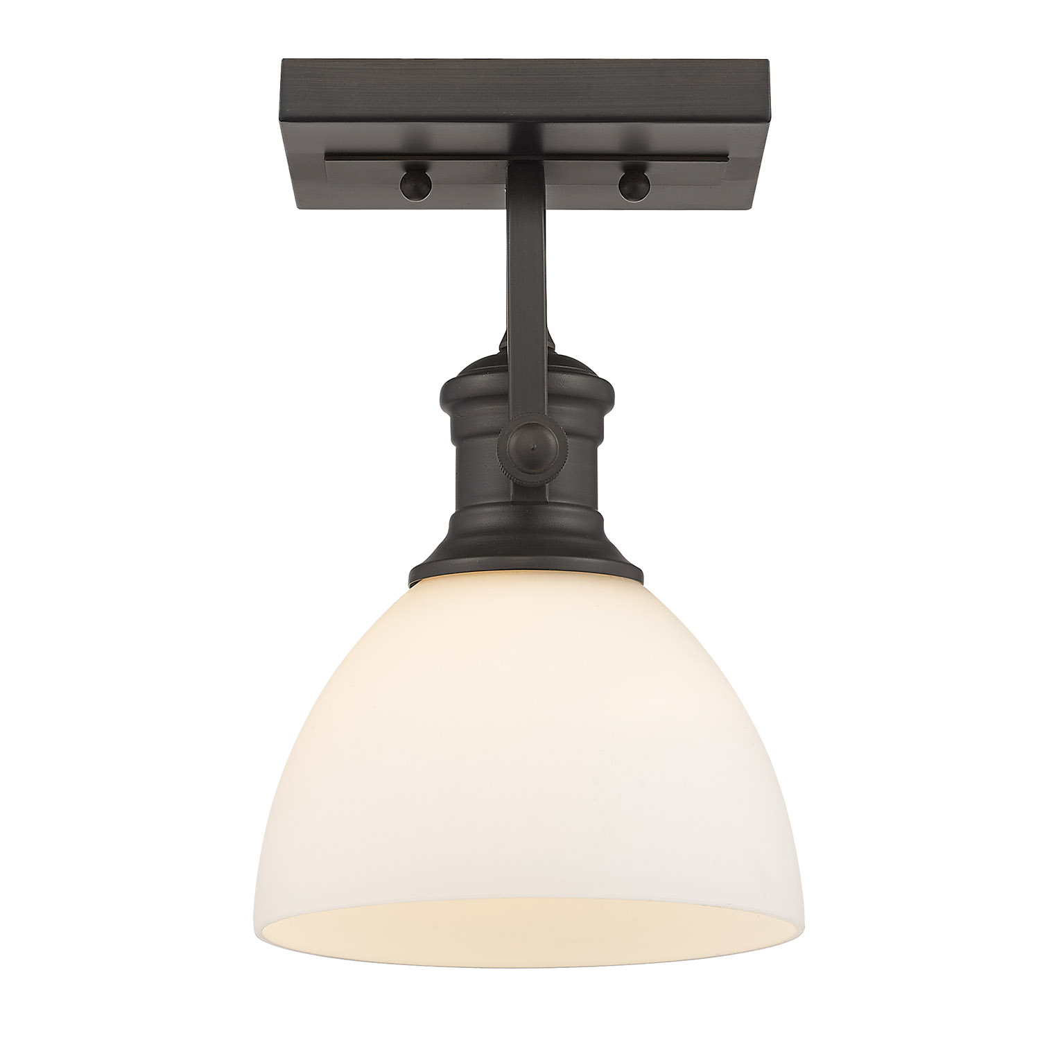 Golden Lighting-3118-1SF RBZ-OP-Hines - 1-Light Semi-Flush in Traditional style - 9.63 Inches high by 6.88 Inches wide Rubbed Bronze Opal Rubbed Bronze Finish